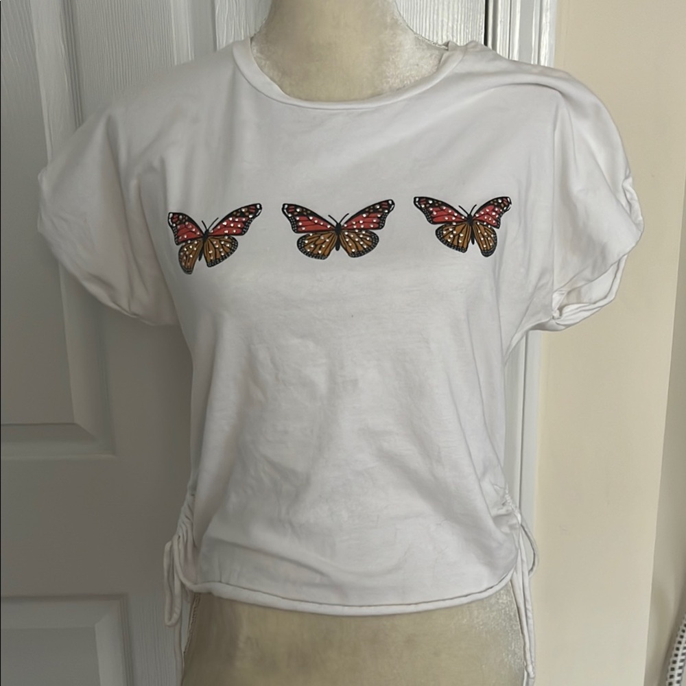 Occasion White Butterfly Print Top